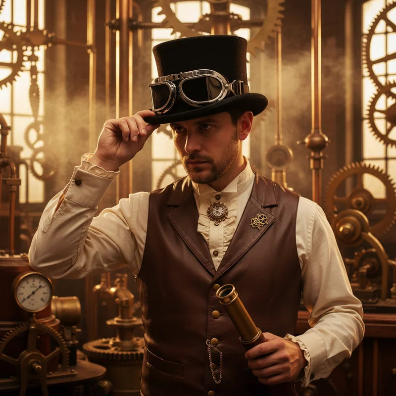 Steampunk Høj Hat med Goggles – Bristol livsstil – høj hat fra cosplay