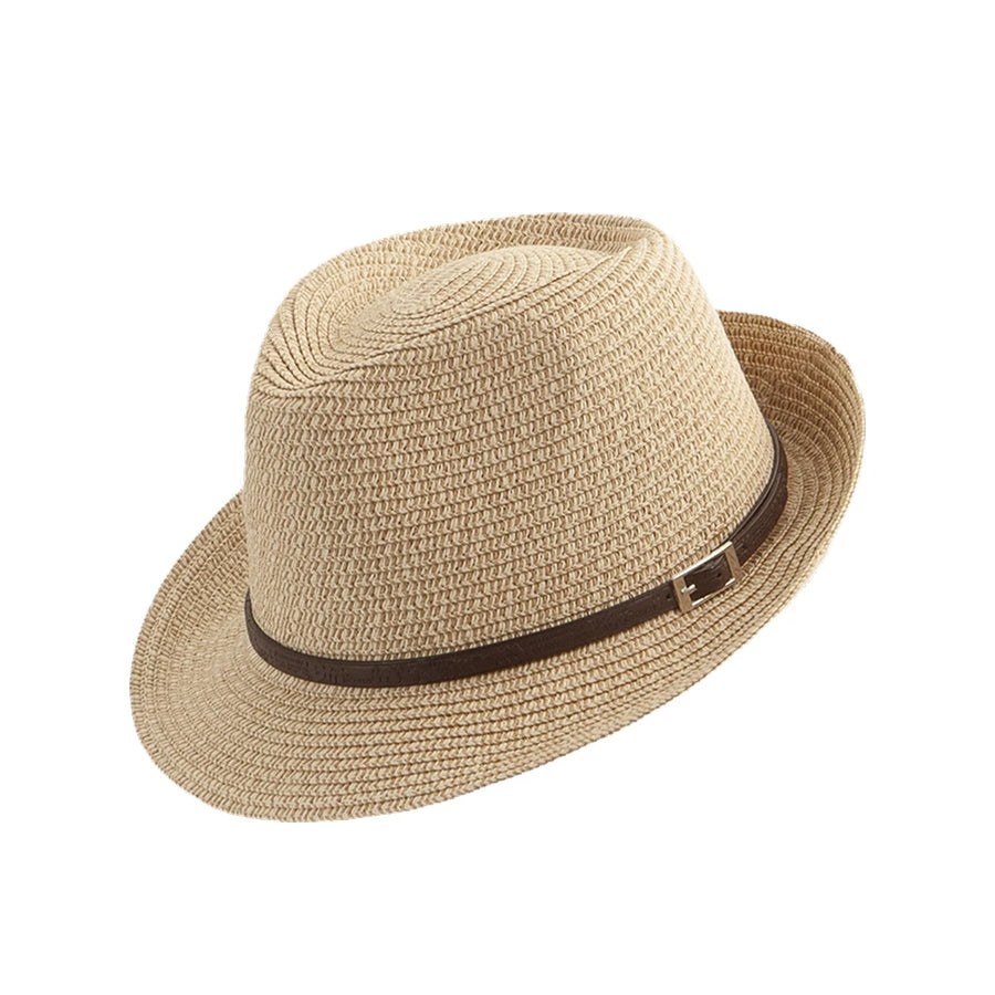 Trilby i Papirstrå i beige set forfra
