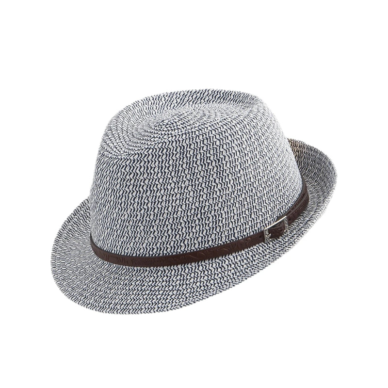 Trilby i Papirstrå i blå set forfra